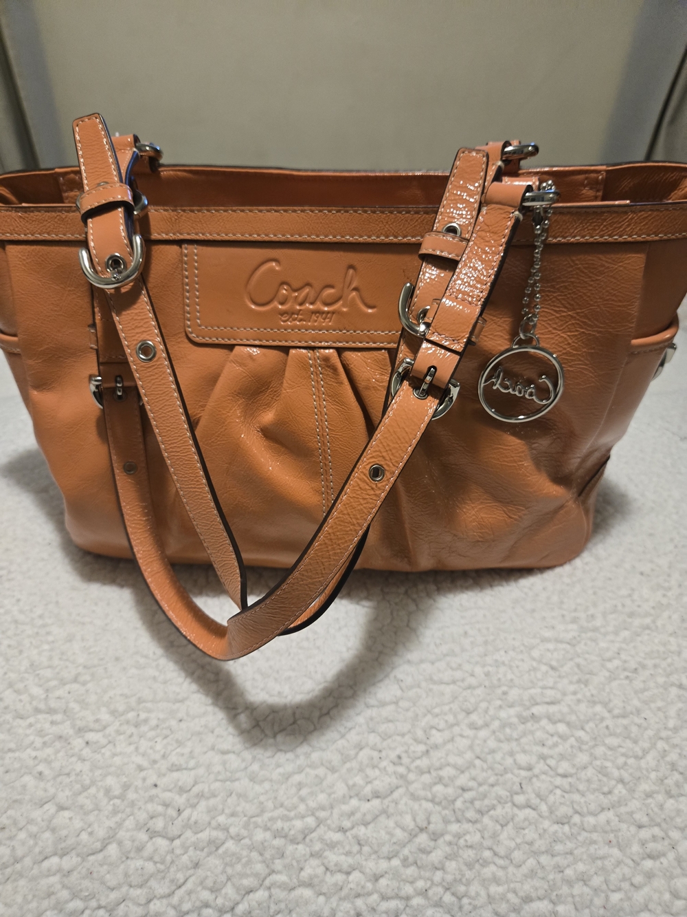 Coach Women’s Orange Leather Tote Bag